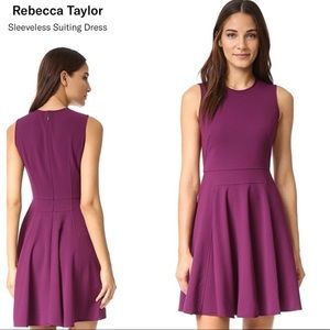 Rebecca Taylor Suiting Sleeveless Skater Dress Purple 10